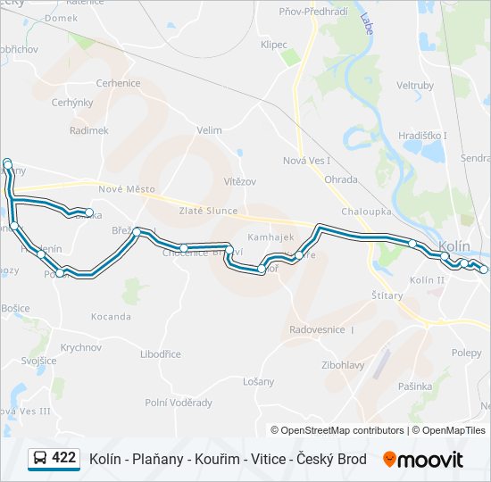 422 autobus Mapa linky