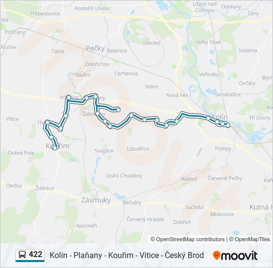 422 autobus Mapa linky