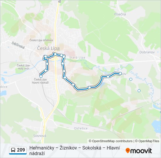 Автобус 209: карта маршрута