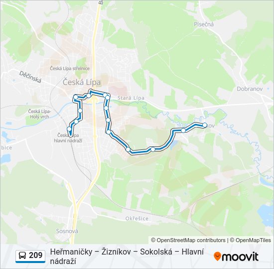 Автобус 209: карта маршрута
