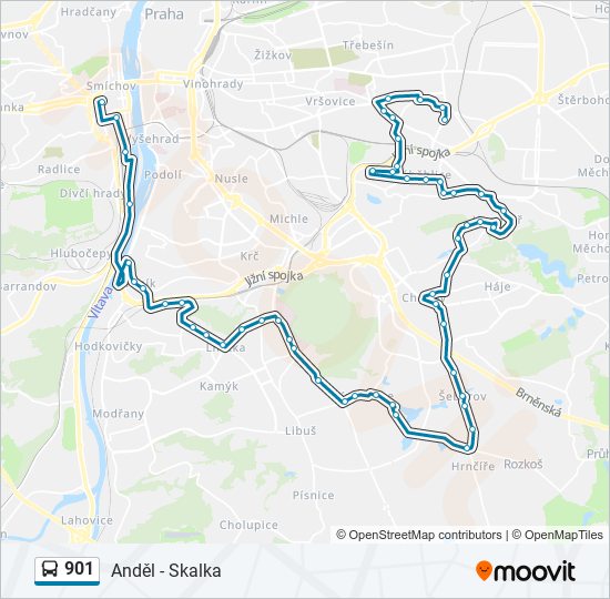 901 autobus Mapa linky