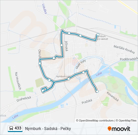 433 autobus Mapa linky