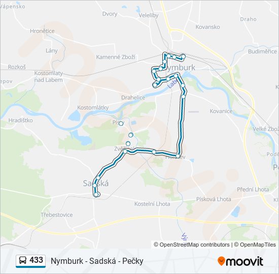 433 autobus Mapa linky