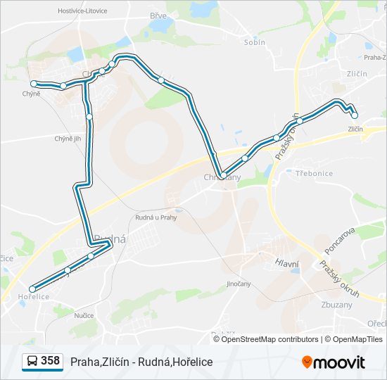 358 autobus Mapa linky