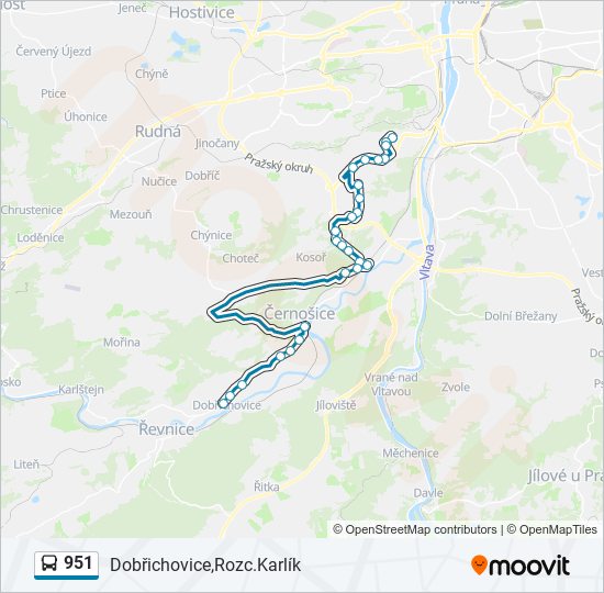 951 autobus Mapa linky