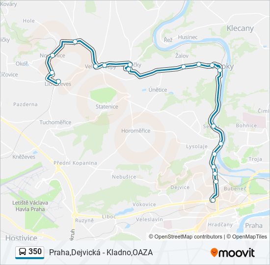 350 autobus Mapa linky