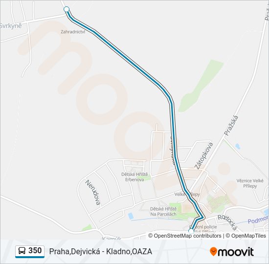 350 autobus Mapa linky