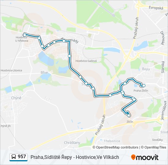 957 bus Line Map