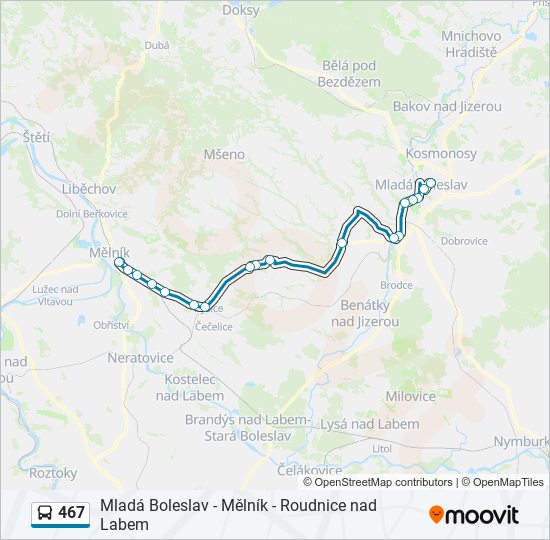 467 autobus Mapa linky