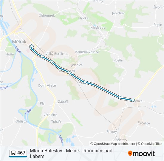 467 autobus Mapa linky