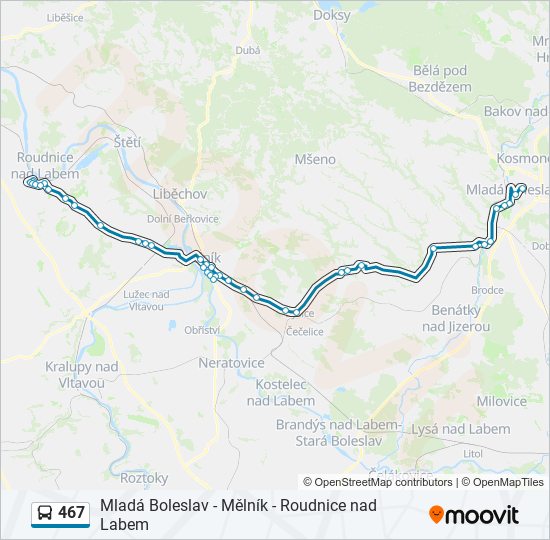 467 autobus Mapa linky