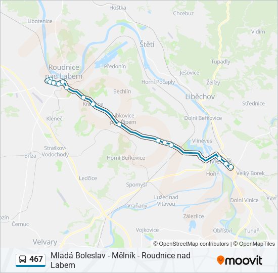 467 autobus Mapa linky