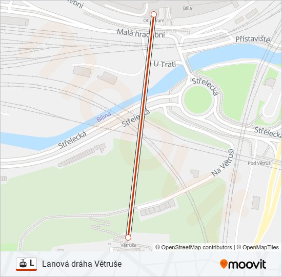 L kabinová lanovka Mapa linky