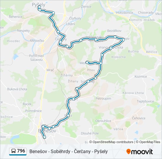 796 autobus Mapa linky