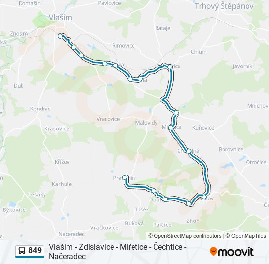 849 bus Line Map