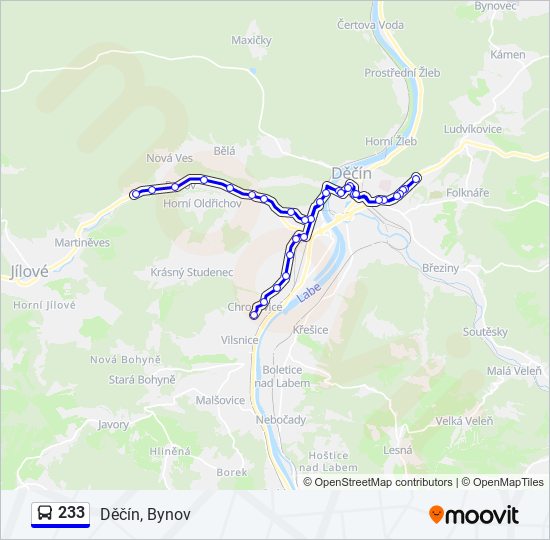 233 autobus Mapa linky