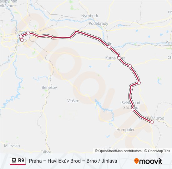 Поезд R9: карта маршрута
