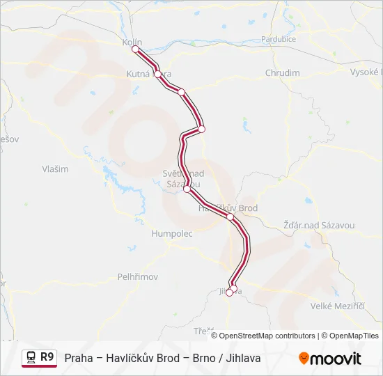 R9 Route: Schedules, Stops & Maps - Jihlava Město (Updated)