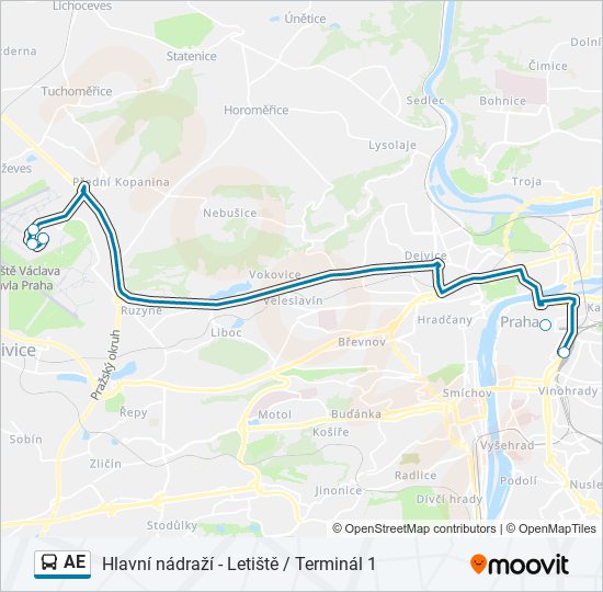 AE autobus Mapa linky