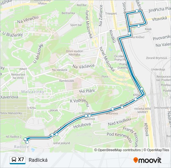 Автобус X7: карта маршрута