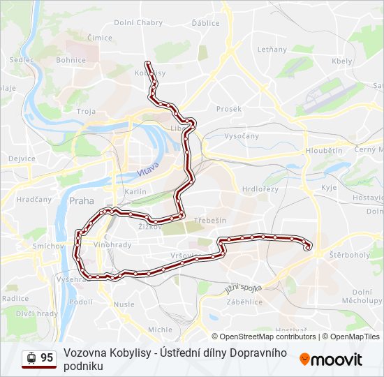 Трамвай 95: карта маршрута