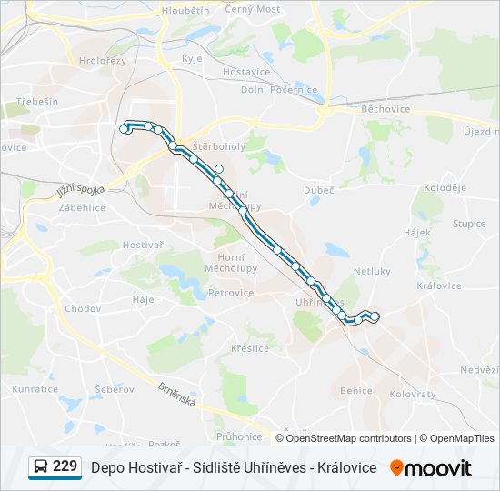 229 autobus Mapa linky