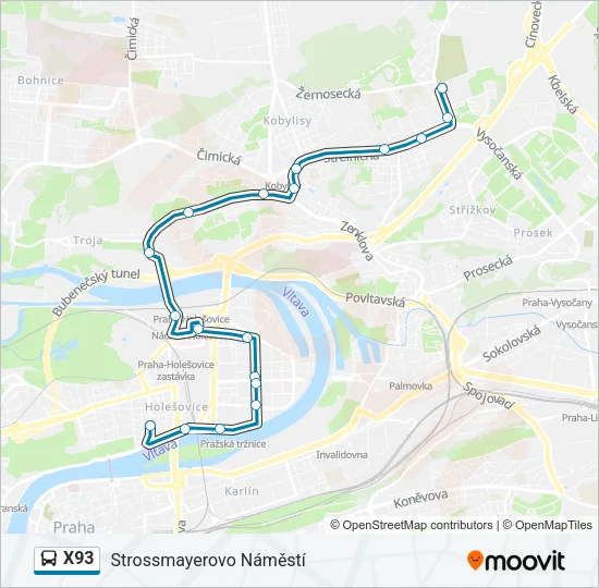 X93 Bus Line Map