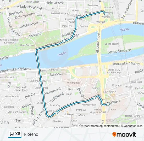 X8 Bus Line Map