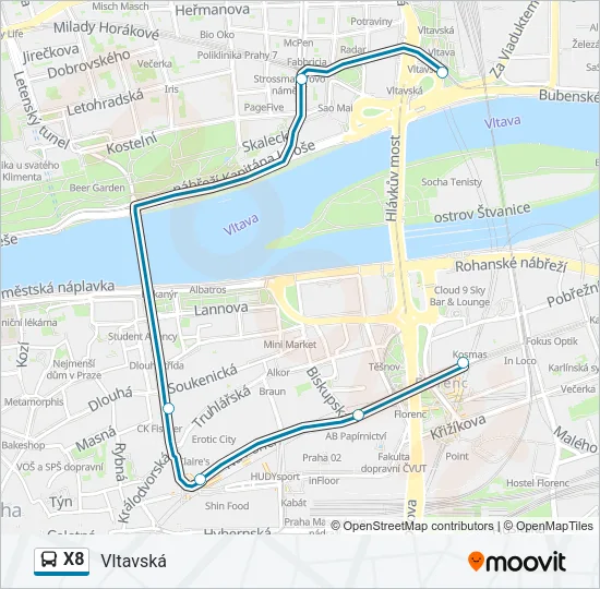 X8 Bus Line Map