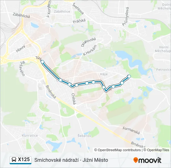 X125 Bus Line Map