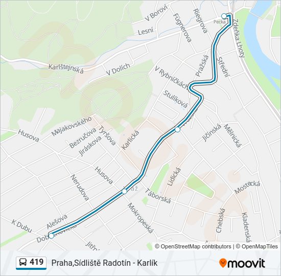 419 autobus Mapa linky