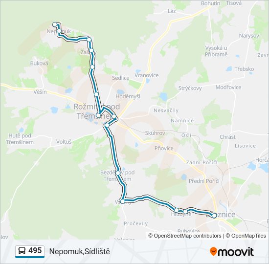 495 autobus Mapa linky