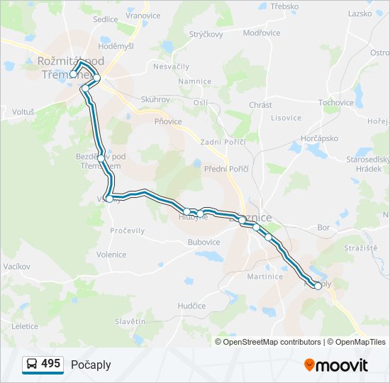 495 autobus Mapa linky