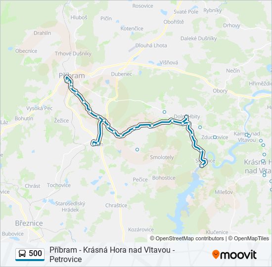 500 autobus Mapa linky