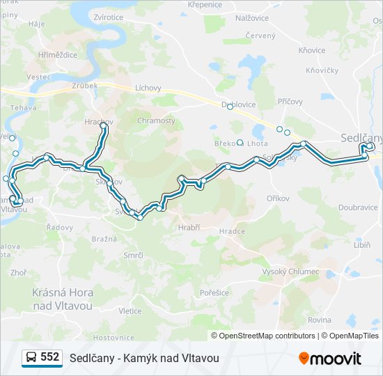 552 autobus Mapa linky