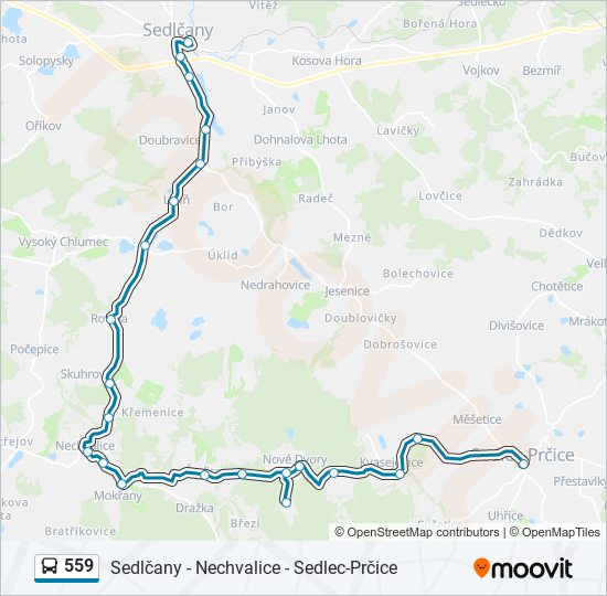 559 autobus Mapa linky