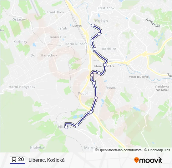 Автобус 20: карта маршрута