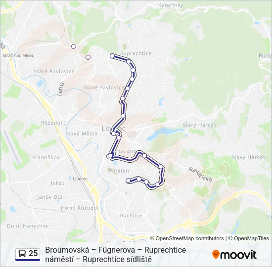 Автобус 25: карта маршрута