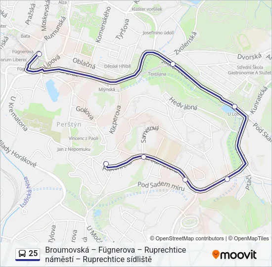 Автобус 25: карта маршрута