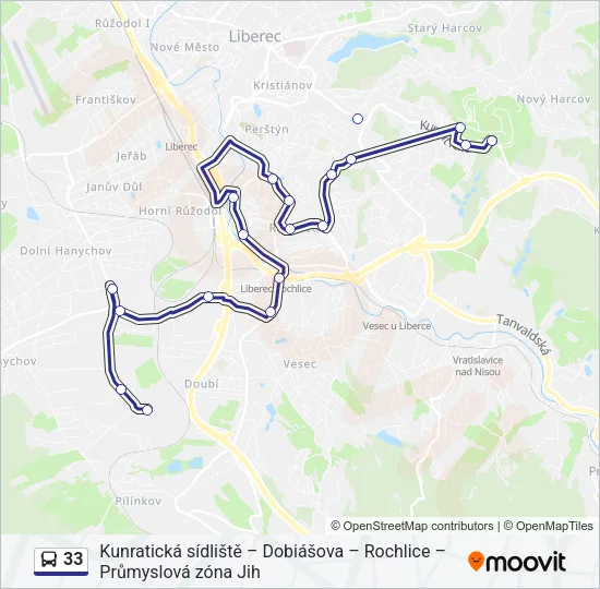 Автобус 33: карта маршрута