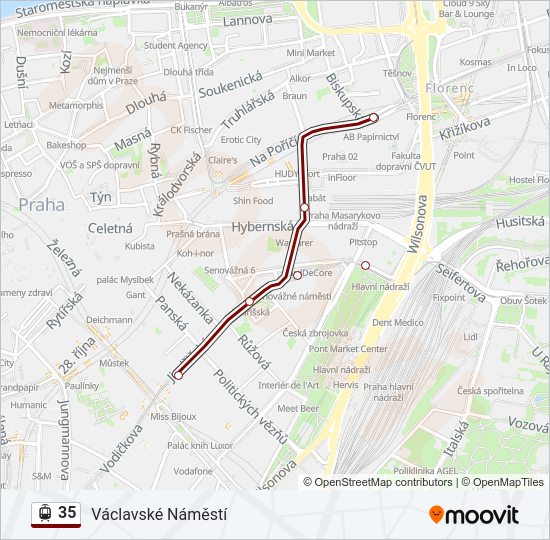 Трамвай 35: карта маршрута