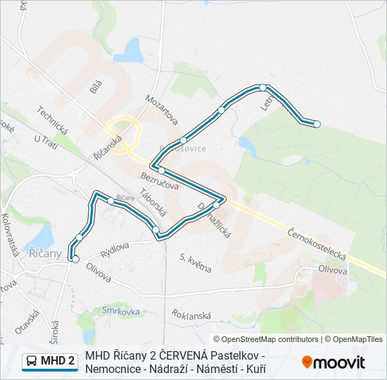 MHD 2 autobus Mapa linky