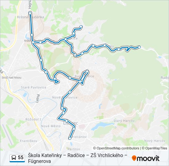 Автобус 55: карта маршрута
