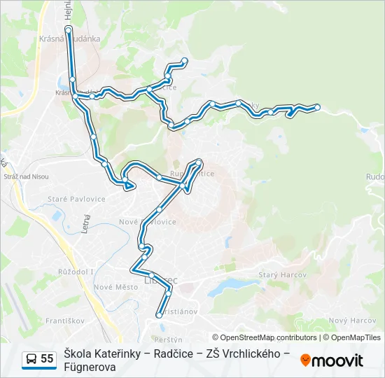 55 Bus Line Map