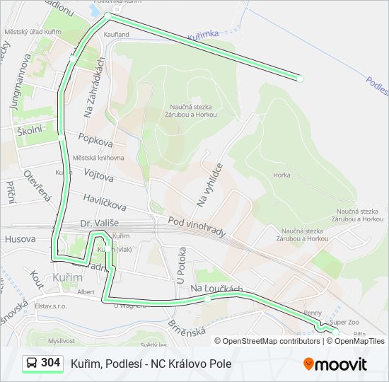 304 autobus Mapa linky