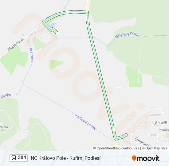 304 bus Line Map