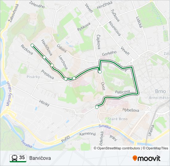 35 trolejbus Mapa linky