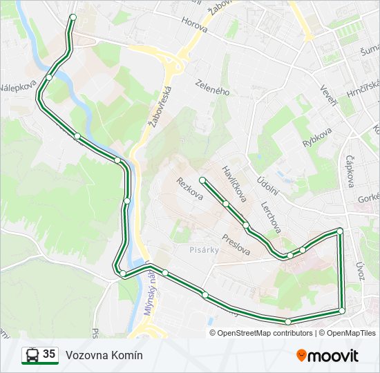 35 trolejbus Mapa linky