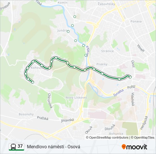 37 trolejbus Mapa linky