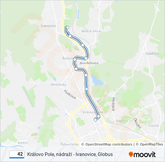 42 autobus Mapa linky